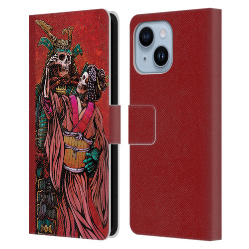 David Lozeau Colourful Art Samurai And Geisha Leather Book Wallet Case Cover For Apple iPhone 14 Plus