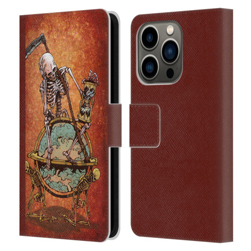 David Lozeau Colourful Art Memento Mori Leather Book Wallet Case Cover For Apple iPhone 14 Pro
