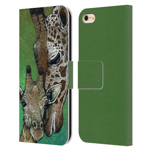 David Lozeau Colourful Art Giraffe Leather Book Wallet Case Cover For Apple iPhone 6 / iPhone 6s