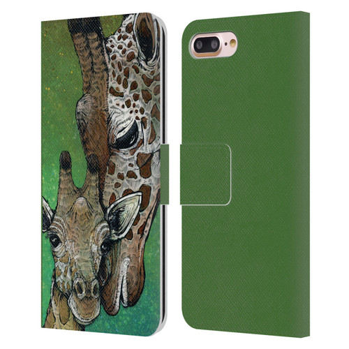 David Lozeau Colourful Art Giraffe Leather Book Wallet Case Cover For Apple iPhone 7 Plus / iPhone 8 Plus