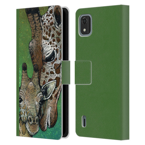 David Lozeau Colourful Art Giraffe Leather Book Wallet Case Cover For Nokia C2 2nd Edition
