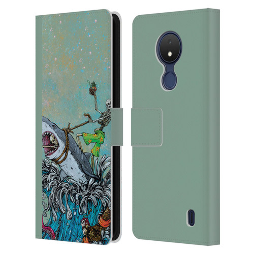 David Lozeau Colourful Art Surfing Leather Book Wallet Case Cover For Nokia C21