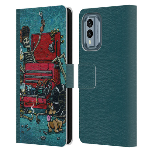 David Lozeau Colourful Art Garage Leather Book Wallet Case Cover For Nokia X30
