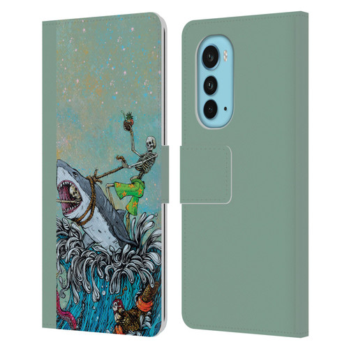 David Lozeau Colourful Art Surfing Leather Book Wallet Case Cover For Motorola Edge (2022)