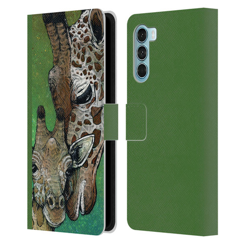 David Lozeau Colourful Art Giraffe Leather Book Wallet Case Cover For Motorola Edge S30 / Moto G200 5G