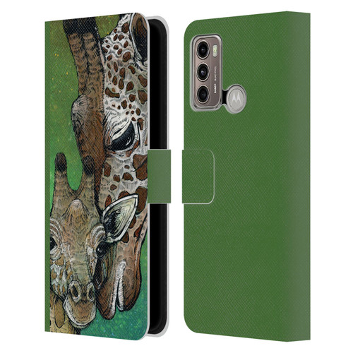 David Lozeau Colourful Art Giraffe Leather Book Wallet Case Cover For Motorola Moto G60 / Moto G40 Fusion