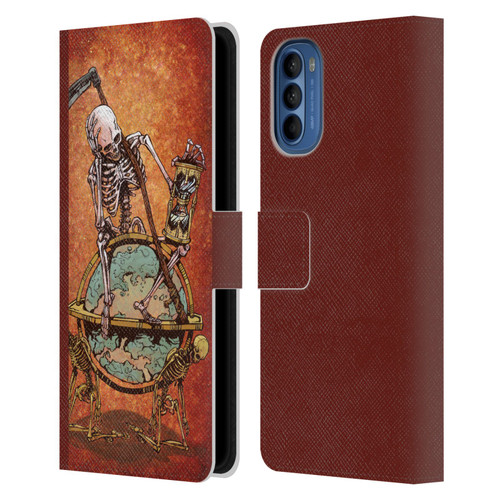 David Lozeau Colourful Art Memento Mori Leather Book Wallet Case Cover For Motorola Moto G41