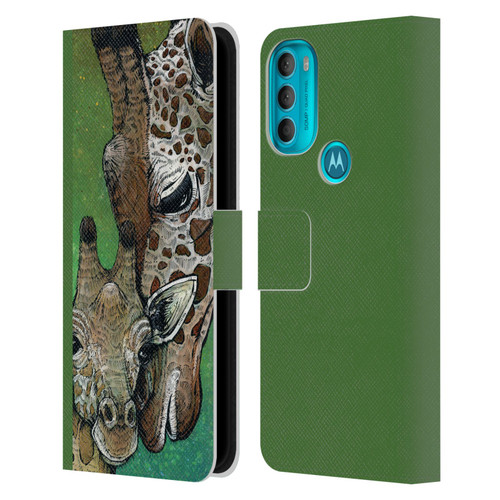 David Lozeau Colourful Art Giraffe Leather Book Wallet Case Cover For Motorola Moto G71 5G