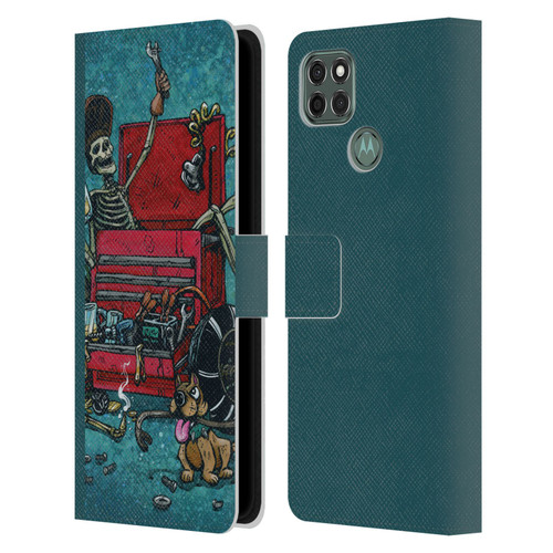 David Lozeau Colourful Art Garage Leather Book Wallet Case Cover For Motorola Moto G9 Power