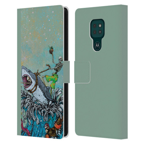 David Lozeau Colourful Art Surfing Leather Book Wallet Case Cover For Motorola Moto G9 Play