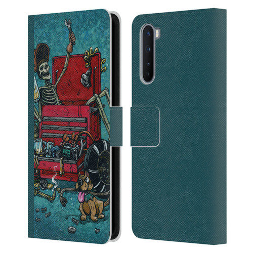 David Lozeau Colourful Art Garage Leather Book Wallet Case Cover For OnePlus Nord 5G