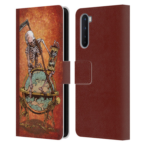 David Lozeau Colourful Art Memento Mori Leather Book Wallet Case Cover For OnePlus Nord 5G