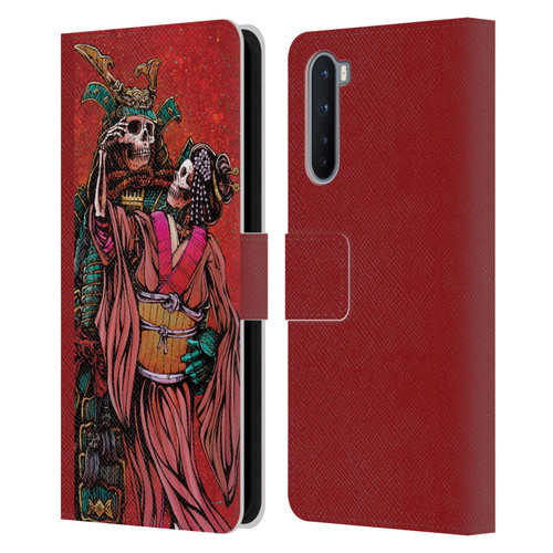 David Lozeau Colourful Art Samurai And Geisha Leather Book Wallet Case Cover For OnePlus Nord 5G