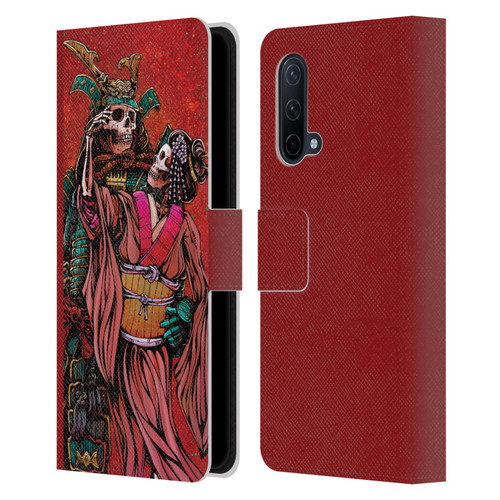 David Lozeau Colourful Art Samurai And Geisha Leather Book Wallet Case Cover For OnePlus Nord CE 5G