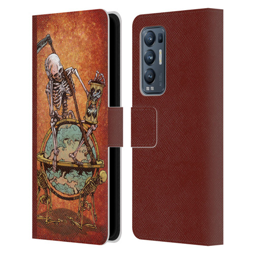 David Lozeau Colourful Art Memento Mori Leather Book Wallet Case Cover For OPPO Find X3 Neo / Reno5 Pro+ 5G