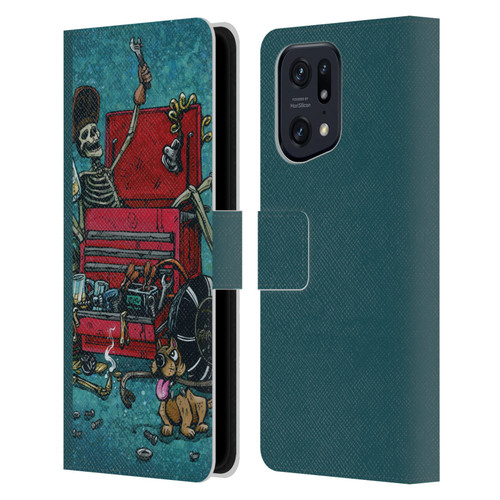 David Lozeau Colourful Art Garage Leather Book Wallet Case Cover For OPPO Find X5 Pro