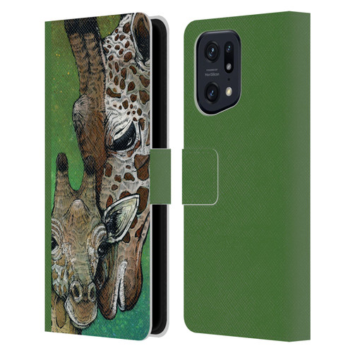 David Lozeau Colourful Art Giraffe Leather Book Wallet Case Cover For OPPO Find X5 Pro