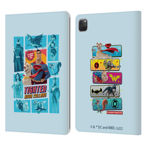 DC League Of Super Pets Graphics Tighten Your Collars Leather Book Wallet Case Cover For Apple iPad Pro 11 2020 / 2021 / 2022