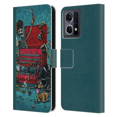 David Lozeau Colourful Art Garage Leather Book Wallet Case Cover For OPPO Reno8 4G