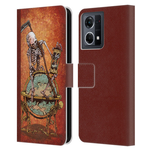 David Lozeau Colourful Art Memento Mori Leather Book Wallet Case Cover For OPPO Reno8 4G