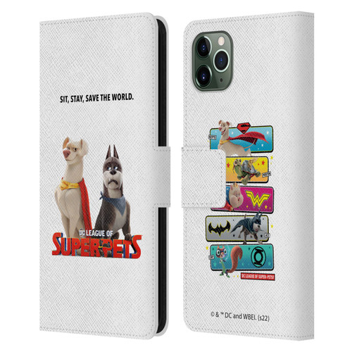 DC League Of Super Pets Graphics Characters 1 Leather Book Wallet Case Cover For Apple iPhone 11 Pro Max