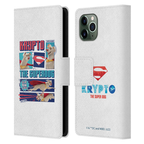 DC League Of Super Pets Graphics Krypto The Superdog Leather Book Wallet Case Cover For Apple iPhone 11 Pro