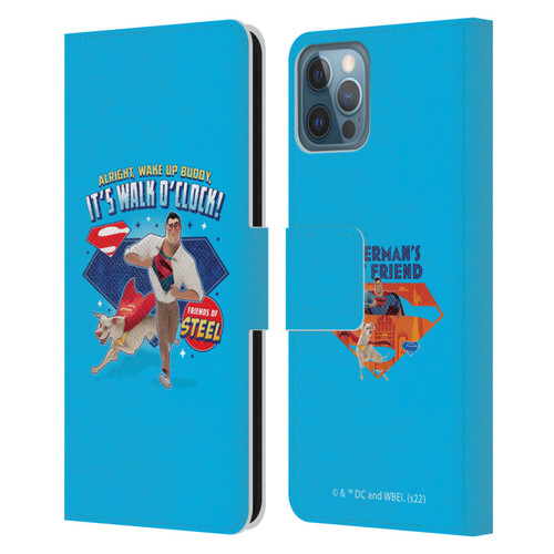 DC League Of Super Pets Graphics It's Walk O' Clock Leather Book Wallet Case Cover For Apple iPhone 12 / iPhone 12 Pro