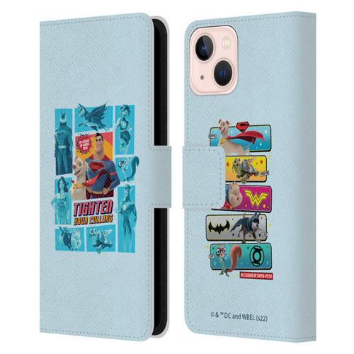 DC League Of Super Pets Graphics Tighten Your Collars Leather Book Wallet Case Cover For Apple iPhone 13