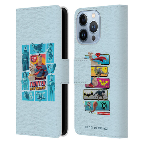 DC League Of Super Pets Graphics Tighten Your Collars Leather Book Wallet Case Cover For Apple iPhone 13 Pro