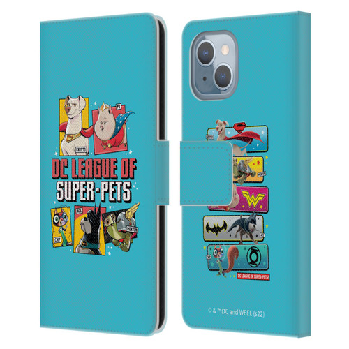 DC League Of Super Pets Graphics Characters 2 Leather Book Wallet Case Cover For Apple iPhone 14