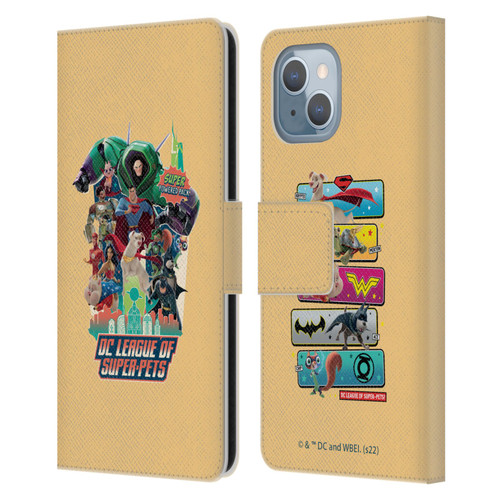 DC League Of Super Pets Graphics Super Powered Pack Leather Book Wallet Case Cover For Apple iPhone 14