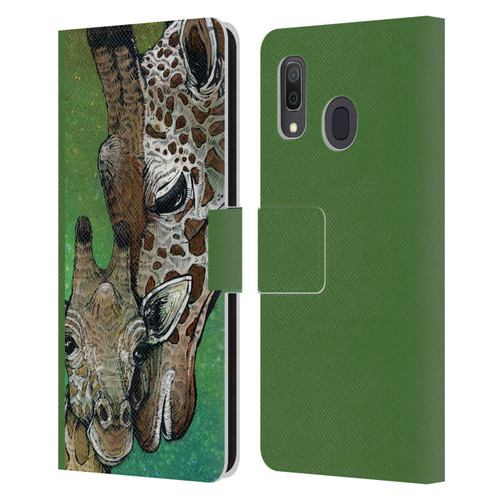 David Lozeau Colourful Art Giraffe Leather Book Wallet Case Cover For Samsung Galaxy A33 5G (2022)