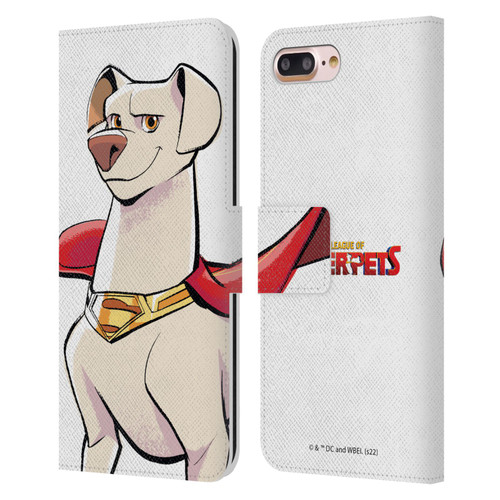 DC League Of Super Pets Graphics Krypto Leather Book Wallet Case Cover For Apple iPhone 7 Plus / iPhone 8 Plus