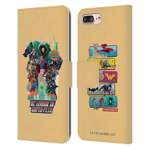 DC League Of Super Pets Graphics Super Powered Pack Leather Book Wallet Case Cover For Apple iPhone 7 Plus / iPhone 8 Plus
