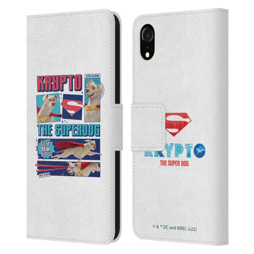 DC League Of Super Pets Graphics Krypto The Superdog Leather Book Wallet Case Cover For Apple iPhone XR