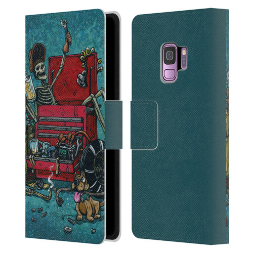 David Lozeau Colourful Art Garage Leather Book Wallet Case Cover For Samsung Galaxy S9