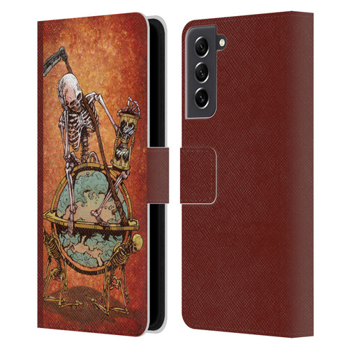 David Lozeau Colourful Art Memento Mori Leather Book Wallet Case Cover For Samsung Galaxy S21 FE 5G