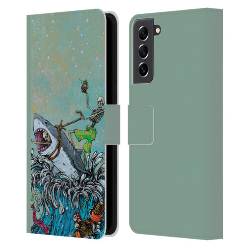 David Lozeau Colourful Art Surfing Leather Book Wallet Case Cover For Samsung Galaxy S21 FE 5G