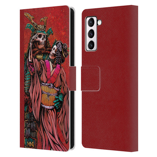 David Lozeau Colourful Art Samurai And Geisha Leather Book Wallet Case Cover For Samsung Galaxy S21+ 5G