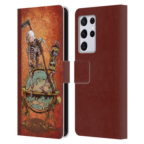 David Lozeau Colourful Art Memento Mori Leather Book Wallet Case Cover For Samsung Galaxy S21 Ultra 5G