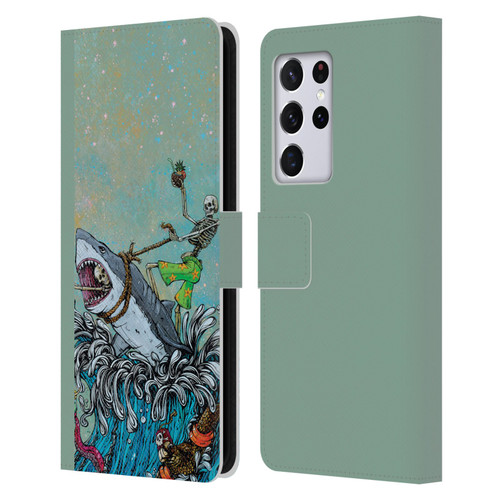 David Lozeau Colourful Art Surfing Leather Book Wallet Case Cover For Samsung Galaxy S21 Ultra 5G
