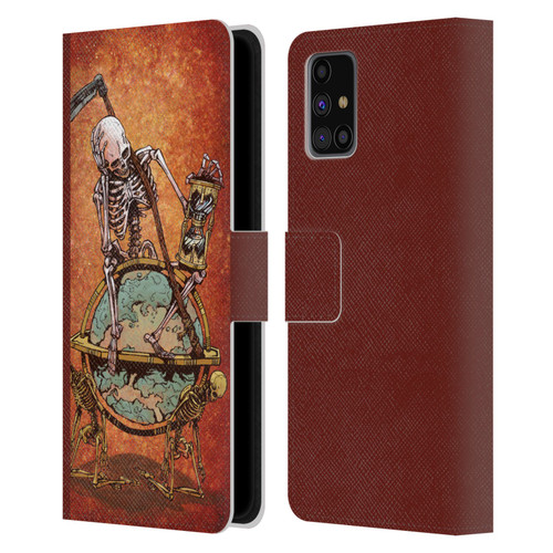 David Lozeau Colourful Art Memento Mori Leather Book Wallet Case Cover For Samsung Galaxy M31s (2020)