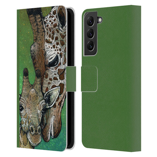 David Lozeau Colourful Art Giraffe Leather Book Wallet Case Cover For Samsung Galaxy S22+ 5G