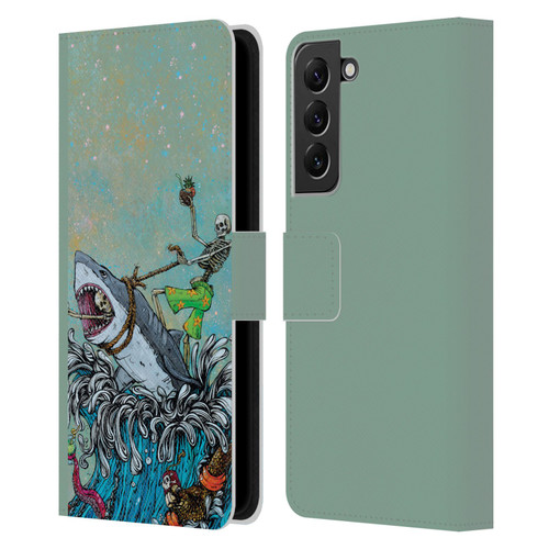 David Lozeau Colourful Art Surfing Leather Book Wallet Case Cover For Samsung Galaxy S22+ 5G