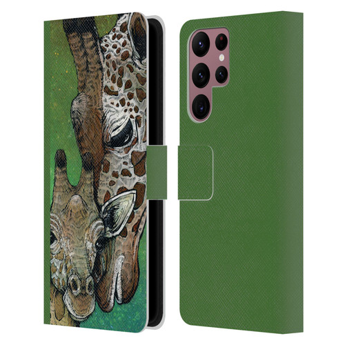 David Lozeau Colourful Art Giraffe Leather Book Wallet Case Cover For Samsung Galaxy S22 Ultra 5G