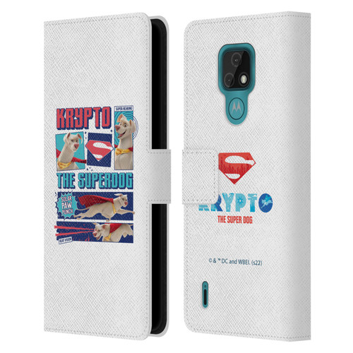 DC League Of Super Pets Graphics Krypto The Superdog Leather Book Wallet Case Cover For Motorola Moto E7