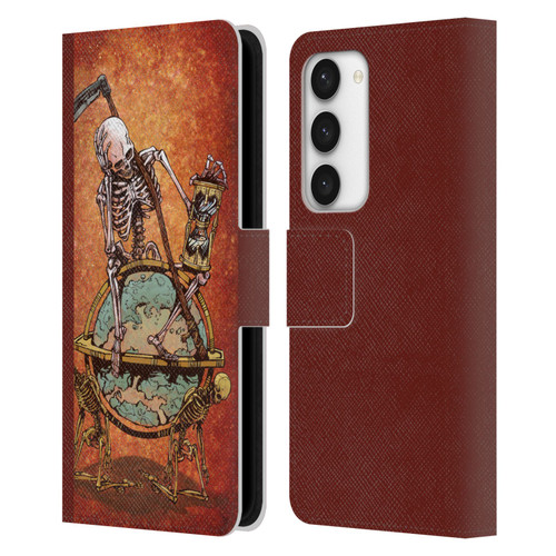 David Lozeau Colourful Art Memento Mori Leather Book Wallet Case Cover For Samsung Galaxy S23 5G