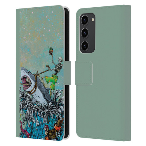 David Lozeau Colourful Art Surfing Leather Book Wallet Case Cover For Samsung Galaxy S23+ 5G