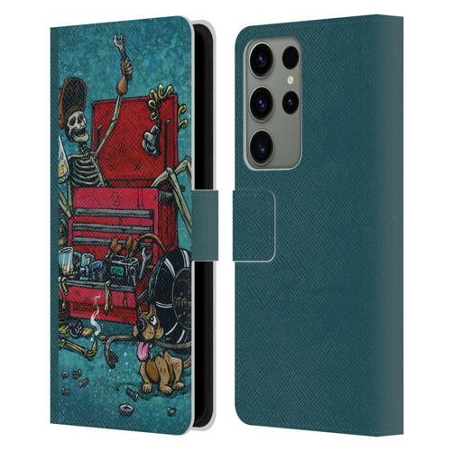 David Lozeau Colourful Art Garage Leather Book Wallet Case Cover For Samsung Galaxy S23 Ultra 5G