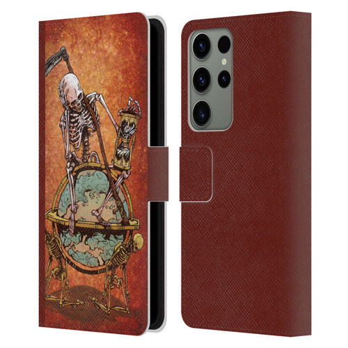 David Lozeau Colourful Art Memento Mori Leather Book Wallet Case Cover For Samsung Galaxy S23 Ultra 5G
